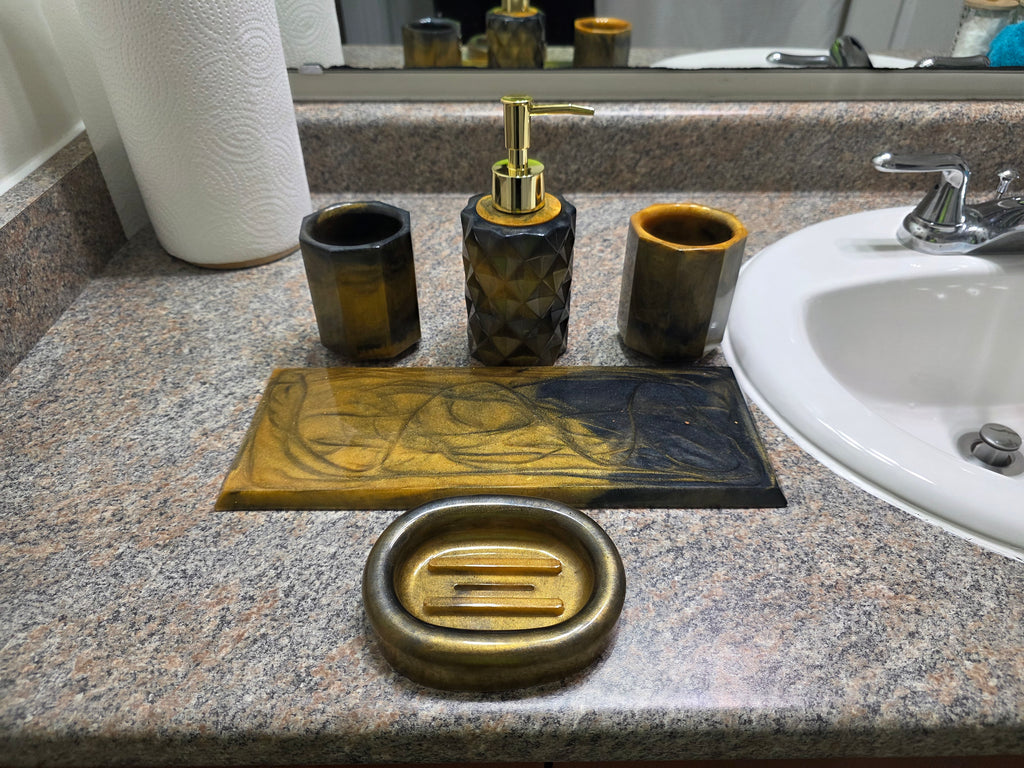 Epoxy Resin 5-Piece Bathroom Accessory Set