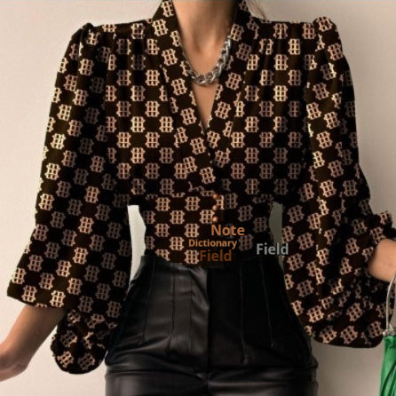 Load image into Gallery viewer, Elegant Buttoned V-Neck Puff Sleeve Top Shirt For Women
