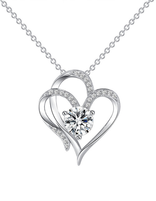 Load image into Gallery viewer, Zircon Double Love Necklace With Rhinestones Ins Personalized Heart-shaped Necklace Clavicle Chain Jewelry For Women Valentine&#39;s Day
