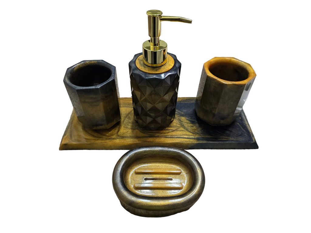 Epoxy Resin 5-Piece Bathroom Accessory Set