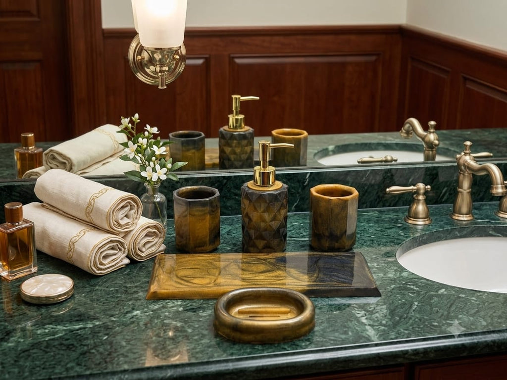 Epoxy Resin 5-Piece Bathroom Accessory Set